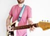 Aqua Metallic and White Camino Racing Stripe Guitar Strap