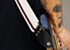 Bright White and Oxblood Racer X Guitar Strap