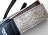 Paisley Embossed Camera Strap in Oxblood, Jade, and Ivory 