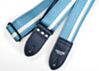 Aqua Metallic and White Camino Racing Stripe Guitar Strap