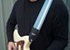 Aqua Metallic and White Camino Racing Stripe Guitar Strap