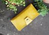 Vintage Texture Mustard Vinyl Womens Wallet Made of 70s Vegan Leather 