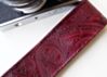 Paisley Embossed Camera Strap in Oxblood, Jade, and Ivory 