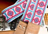 The Couch Imagining Sun Vintage Hippie Weave Boho Guitar Strap - Pink and Sky
