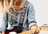 Cork and Brown Flowers Guitar Strap