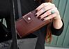 Classic Brown Womens Simple Vegan Wallet With Zipper Coin Purse and Checkbook or Phone Holder, Vegan Leather Construction