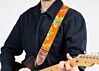 Mozart Avocado True Vintage 60's Orange Floral Psychedelic Guitar Strap v3