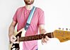 Aqua Metallic and White Camino Racing Stripe Guitar Strap