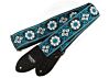 Cork and Turquoise Flowers Woven Guitar Strap