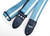 Aqua Metallic and White Camino Racing Stripe Guitar Strap