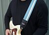Aqua Metallic and White Camino Racing Stripe Guitar Strap