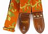 Mozart Avocado True Vintage 60's Orange Floral Psychedelic Guitar Strap v3