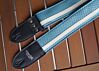 Aqua Metallic and White Camino Racing Stripe Guitar Strap