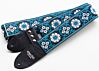 Cork and Turquoise Flowers Woven Guitar Strap