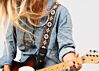 Cork and Brown Flowers Guitar Strap