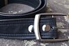 Double Stitch Black Vegan Belt- Classic Vintage Look