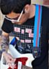 Sky Blue & Red Vinyl Racer X Guitar Strap 