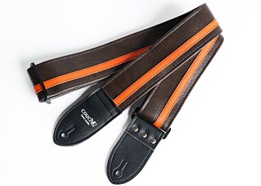 Brown with Orange Vinyl Racer X Guitar Strap
