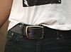 Double Stitch Black Vegan Belt- Classic Vintage Look