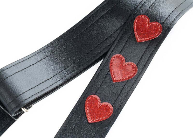 Limited Edition Red Sparkle Hearts Guitar Strap 