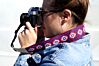 The Imagining Sun Vintage Hippie Weave 70's Camera Strap - Deep Blue & Red