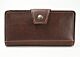 Classic Brown Womens Simple Vegan Wallet With Zipper Coin Purse and Checkbook or Phone Holder, Vegan Leather Construction