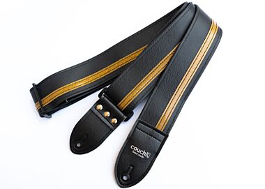 Gold Sparkle Racing Stripe Guitar Strap
