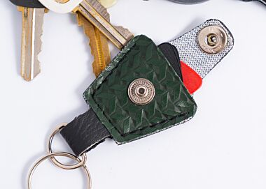 Green GMC Guitar Pick Holder Keychain 
