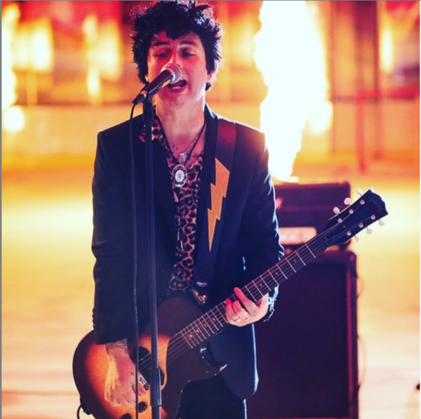 Green Day's Billie Joe Armstrong With Couch Custom Made Mega Bolt Guitar Strap Live On The National Hockey League. Thanks Billie Joe!