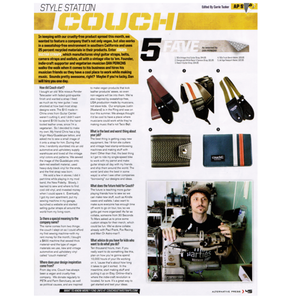 Couch in The New Issue of Alternative Press Magazine