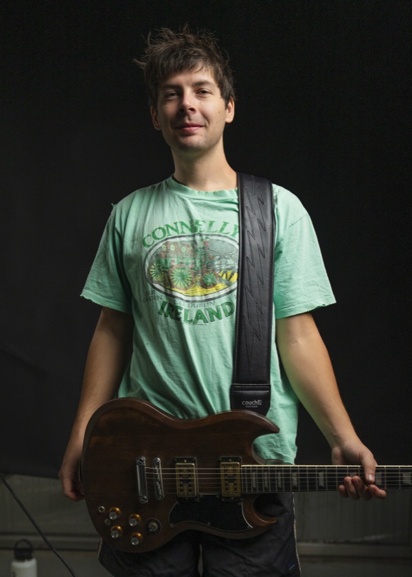 Large 3 inch guitar and bass strap at its longest setting, 56.5 inches, on a 5 ft 9 in model