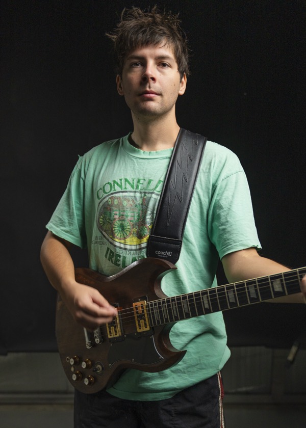 Small 3 inch guitar and bass strap at its longest setting, 44.5 inches, on a 5 ft 9 in model
