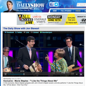 Mavis Staples and Jeff Turmes Live On The Daily Show Mavis Staples and Jeff Turmes Live On The Daily Show