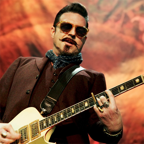 Rival Sons' Scott Holiday with Couch None More Black Guitar Strap.