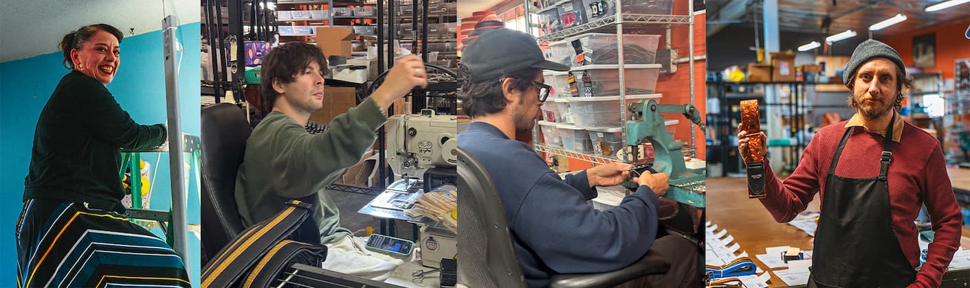 Four Couch team members at work in the Long Beach workshop