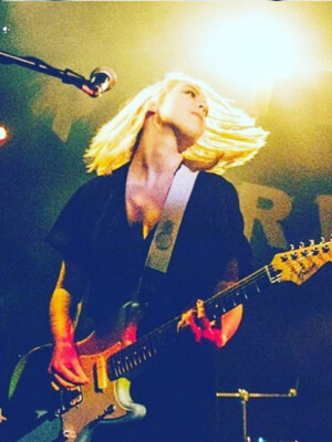 Dog Party Dog Party band singer Gwen Giles with Pineapple Guitar Strap